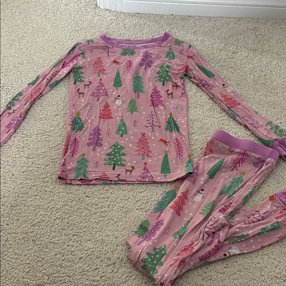 Little Sleepies pink twinkling trees pjs 5/6